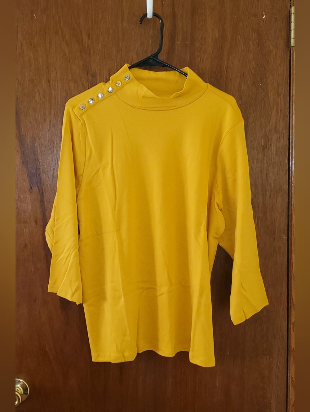 NWOT Estate Mustard Yellow Mock Neck Top  Sz Xl